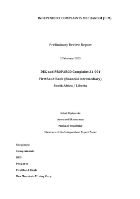 ICM complaint #21-001 - Preliminary Review Report