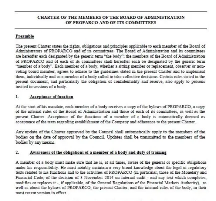 Charter of Proparco board
