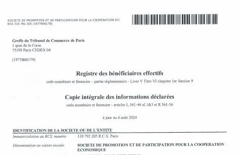 Registre des beneficiaires effectifs de Proparco