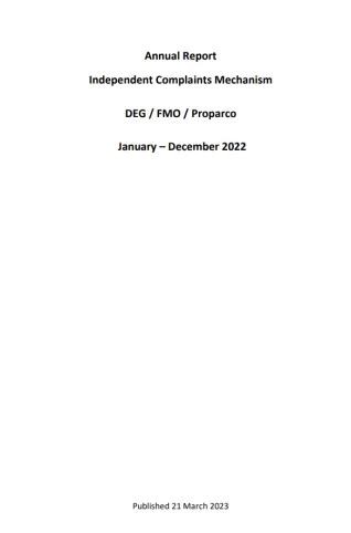 Annual Report Independent Complaints Mechanism 2022